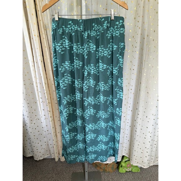 Fighting Eel Ava Sky Classic Swimming Fish Print Wide Leg Pockets Crop Pants L - Picture 5 of 8
